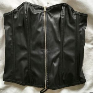 Black Faux Leather Corset Top